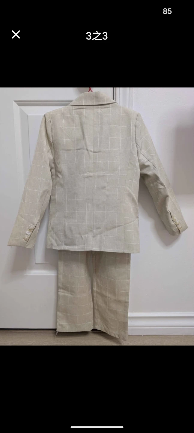 Kids Beige Plaid Suit Set-size110 - photo 3