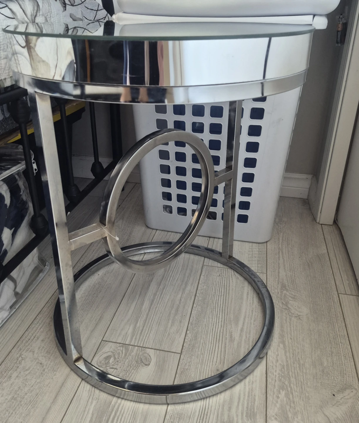 Round Mirrored Accent Table