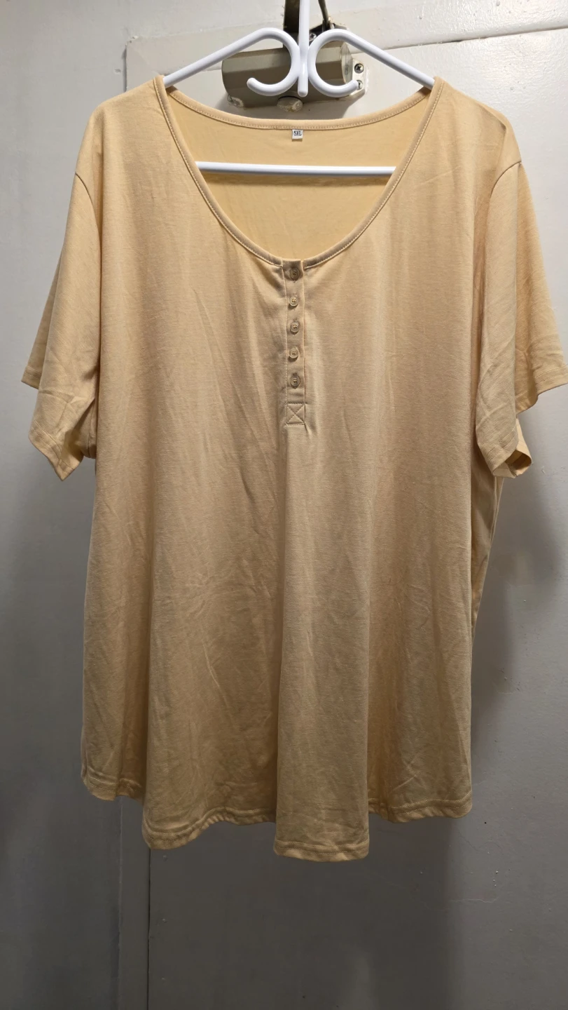 Women's 5XL Peach Henley Shirt