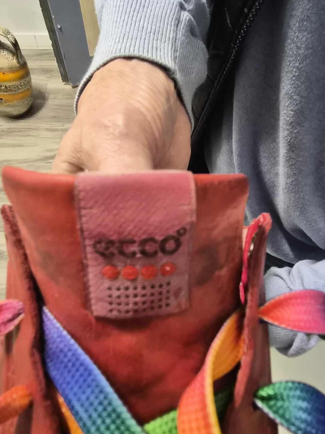ECCO Red Leather Shoes with Rainbow Laces - photo 2