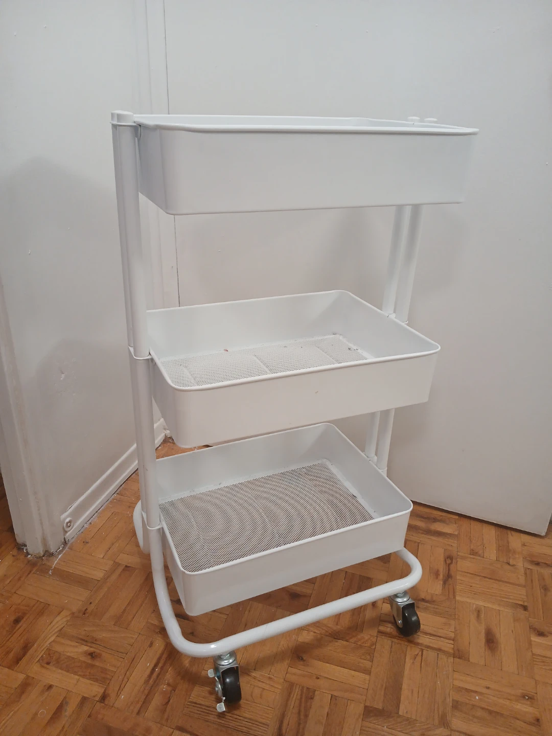 White 3-Tier Rolling Storage Cart - photo 2