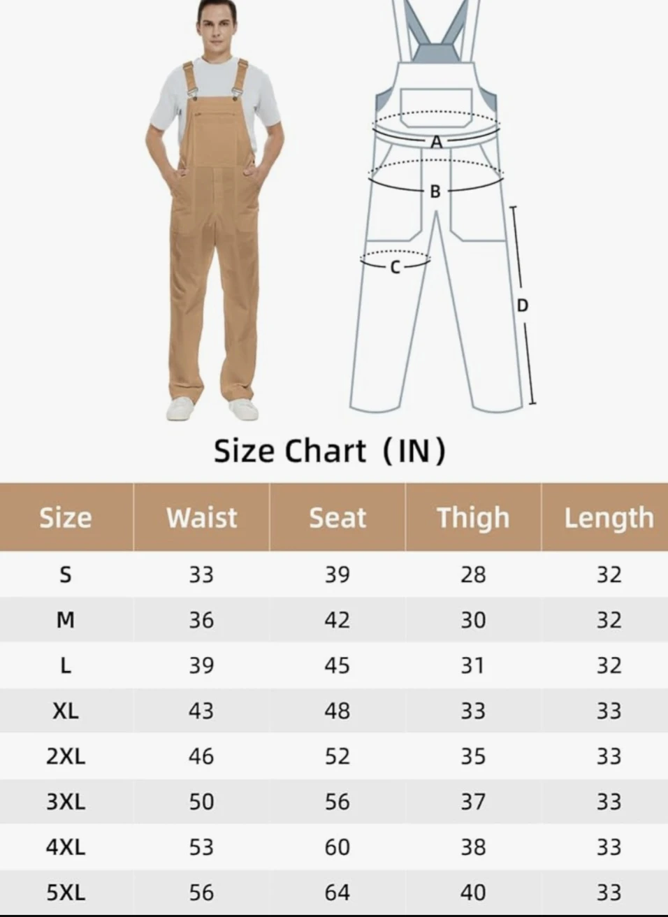 Men's Work Idea Tan Canvas Bib Overalls - photo 5