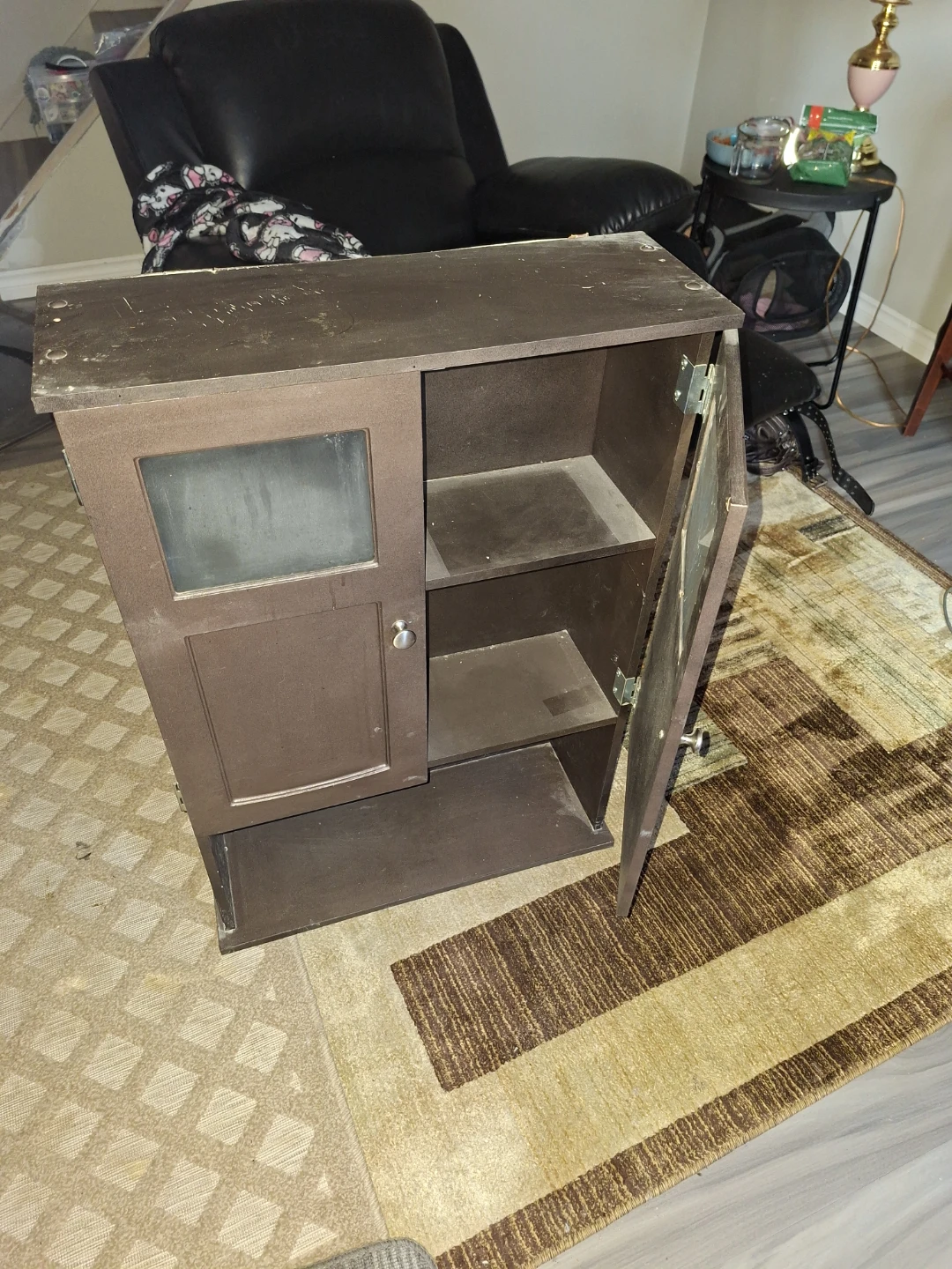 Brown Wall Cabinet with Glass Doors - photo 2