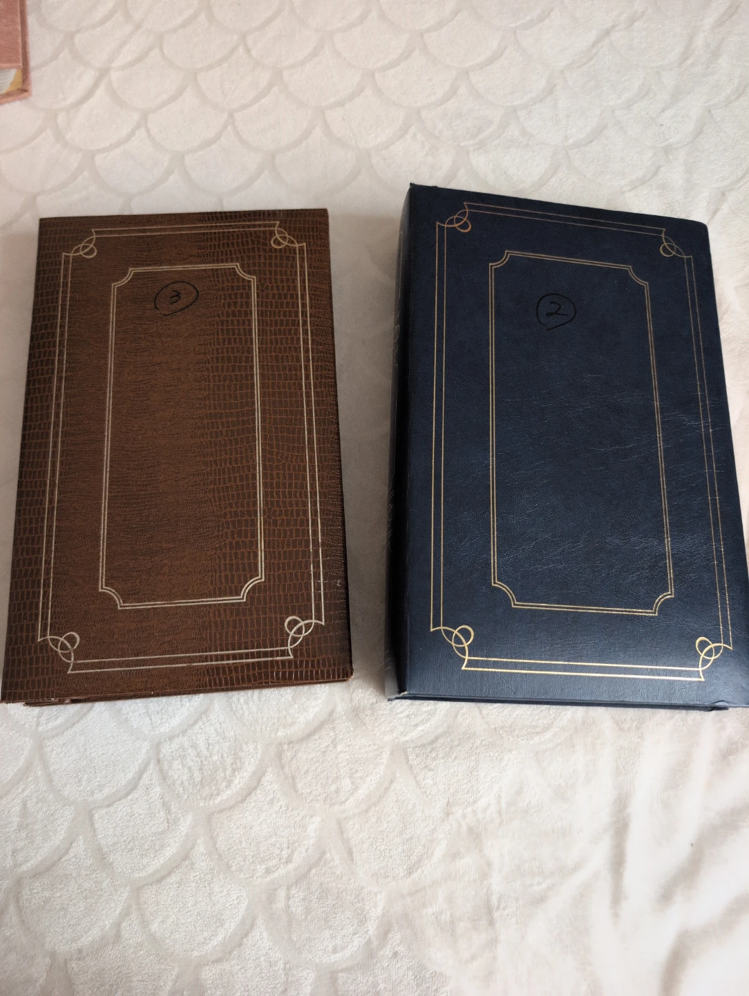 Two Photo Albums - Blue and Brown