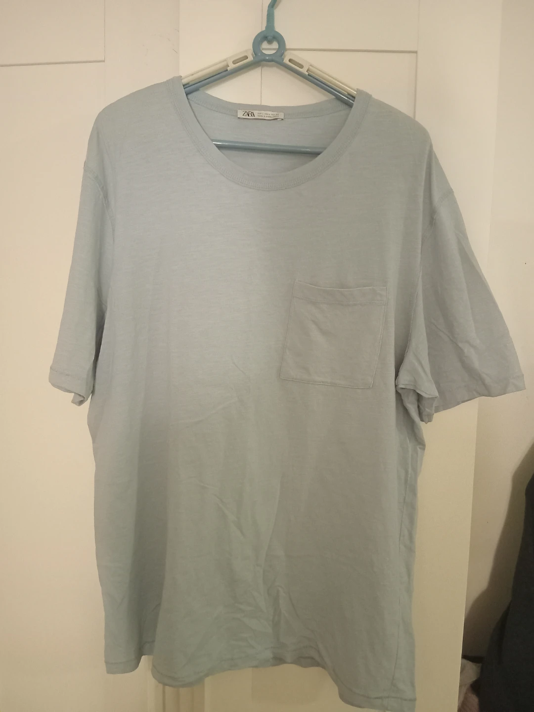 Zara Light Blue Pocket T-Shirt - Size L