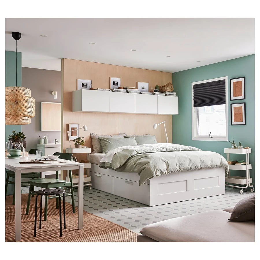 White Bed Frame with Storage Drawers - photo 3