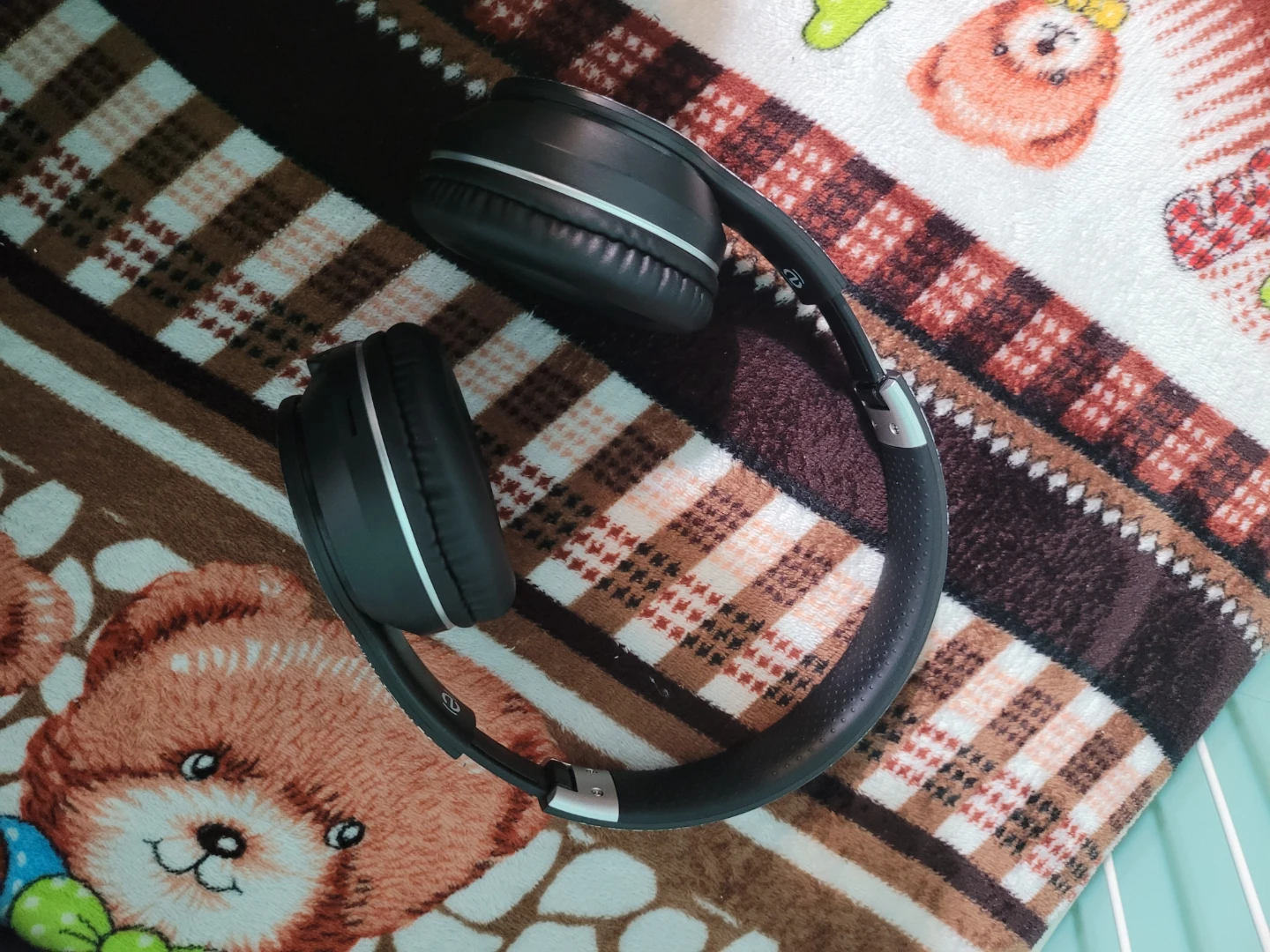 Black Over-Ear Headphones with Decorative Design