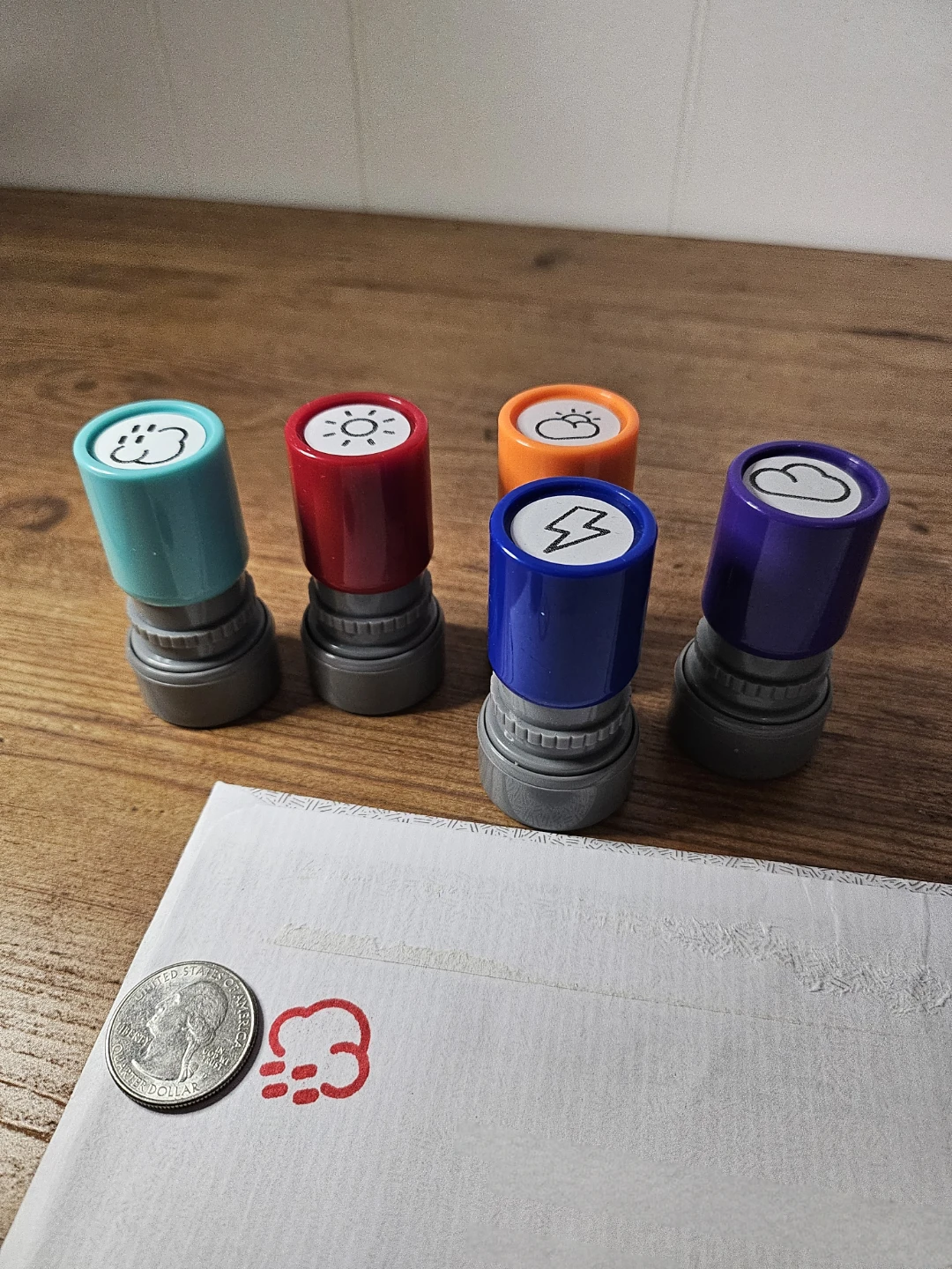 Set of 5 Weather Theme Rubber Stamps