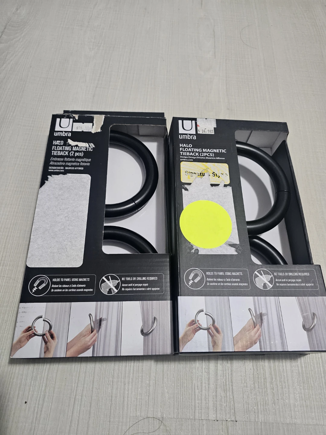 Umbra Halo Floating Magnetic Tiebacks (4 Pcs) - Black