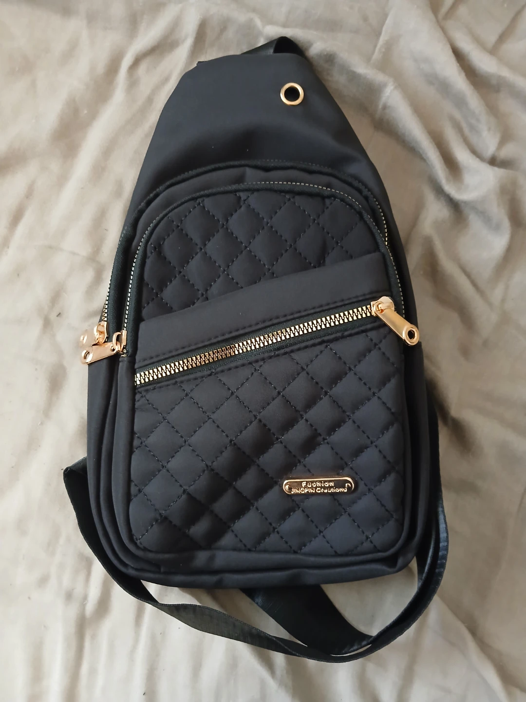 Black Quilted Sling Crossbody Chest Bag
