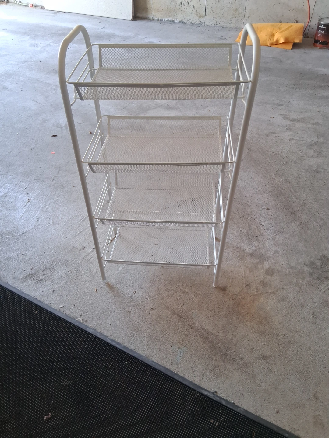 White 4-Tier Wire Mesh Rolling Cart