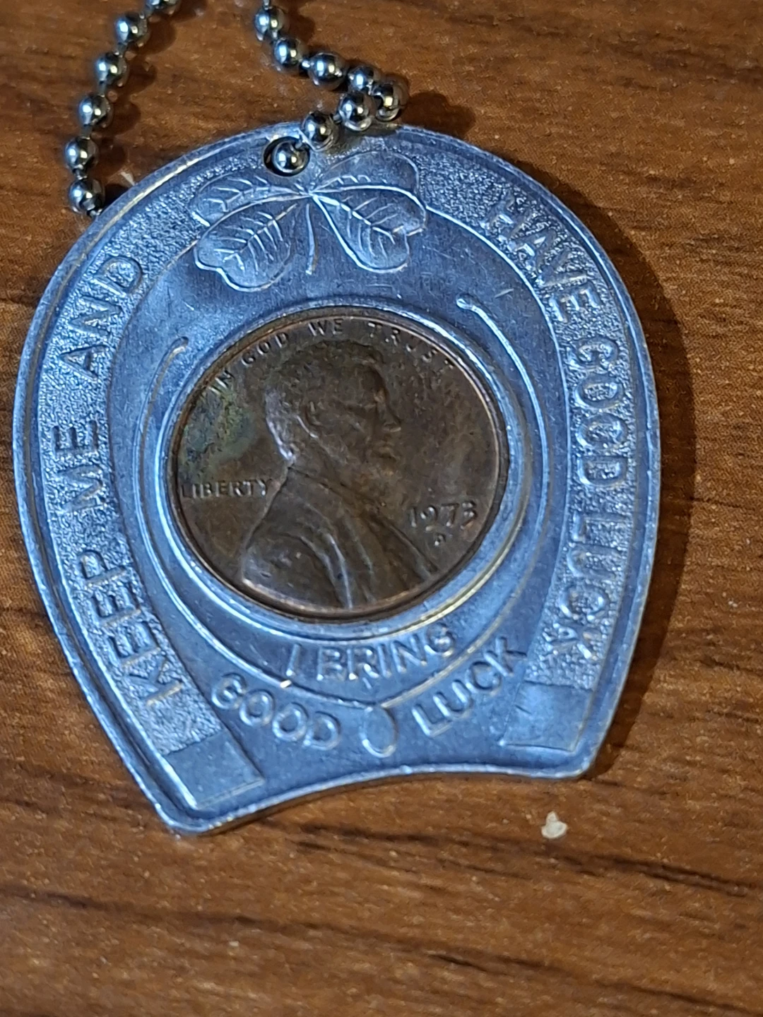 Vintage Good Luck Horseshoe Keychain with 1973 Penny