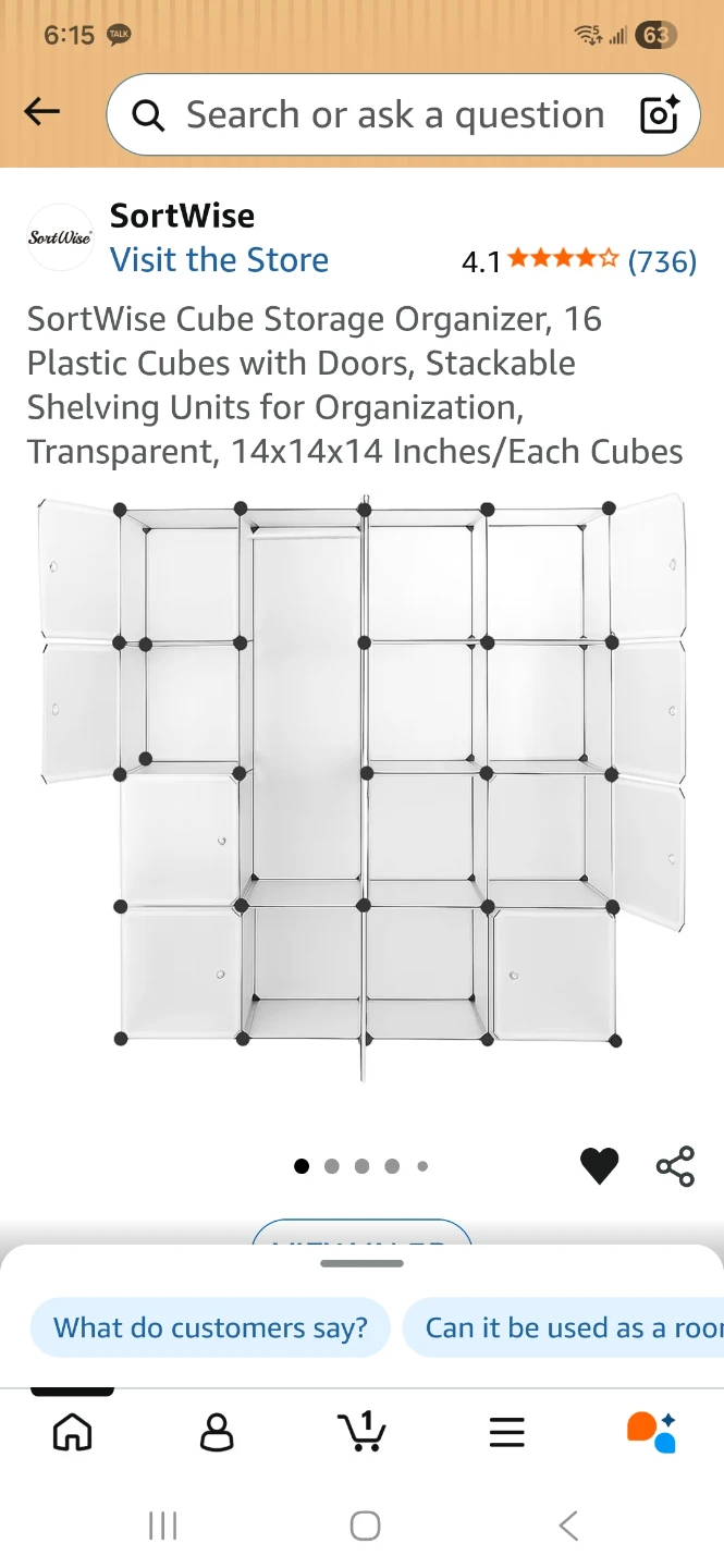 SortWise Cube Storage Organizer - 16 Plastic Cubes