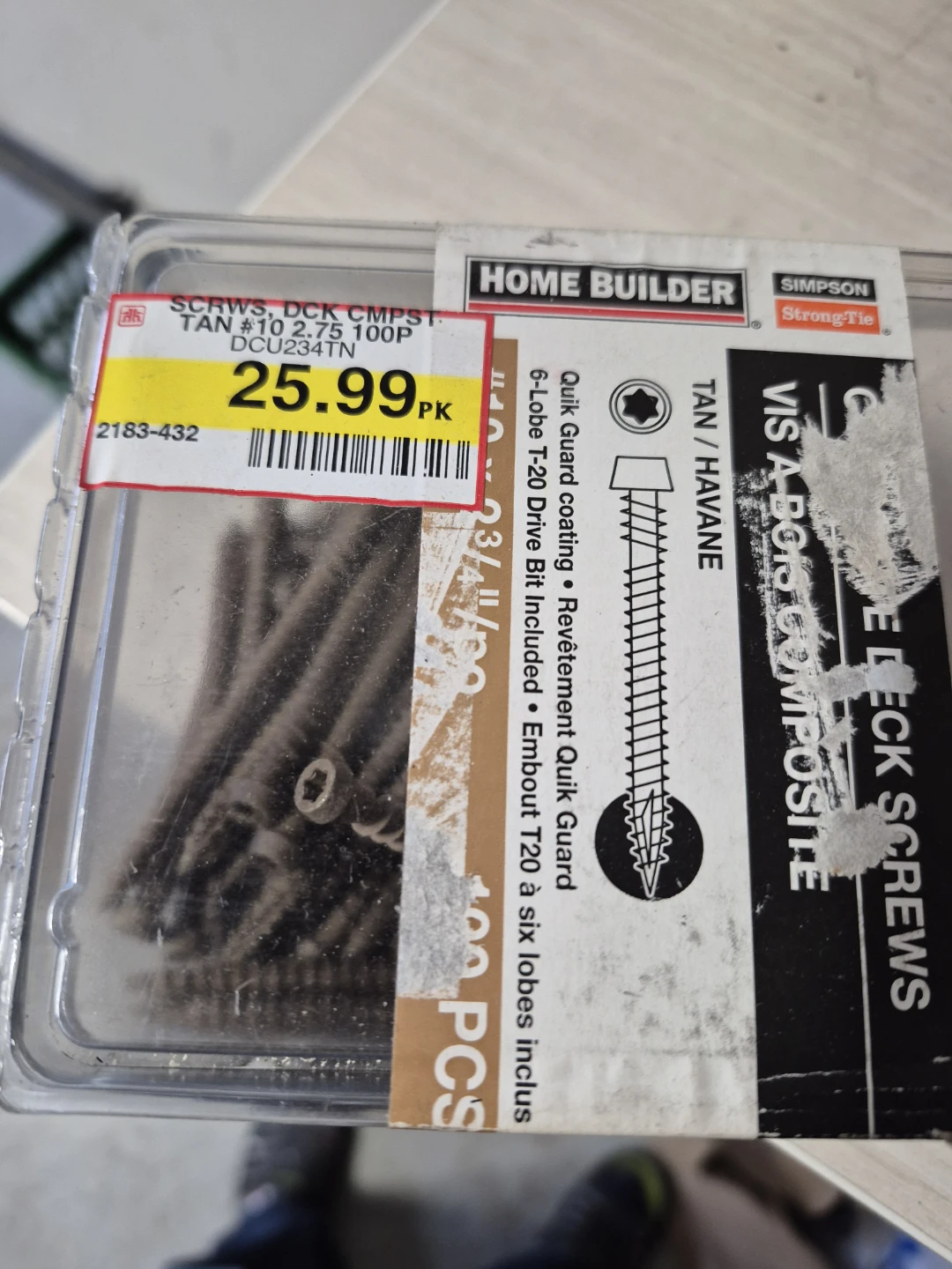 Composite deck screws