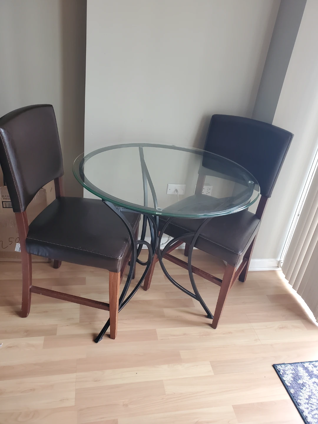 Round Glass Top Bistro Set with 2 Chairs