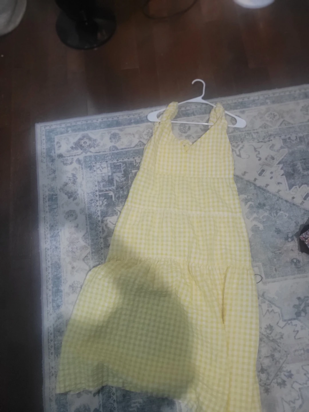 Old Navy Yellow Gingham Smocked Midi Dress Size L