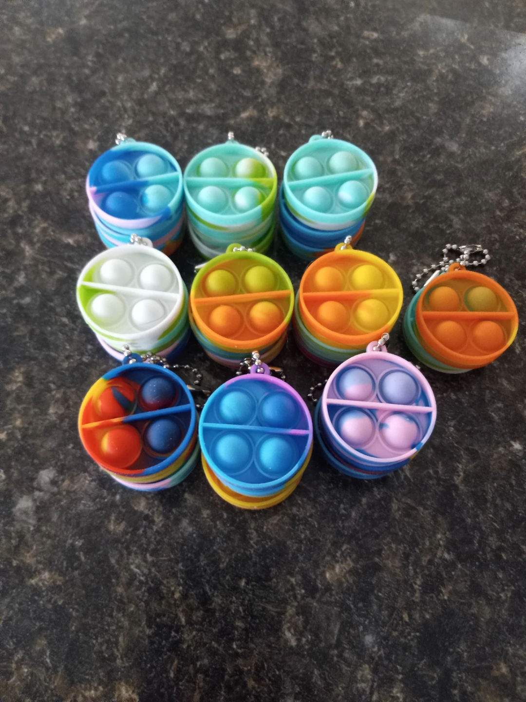 Mini Pop It Fidget Toy Keychain Bulk - Assorted Colours