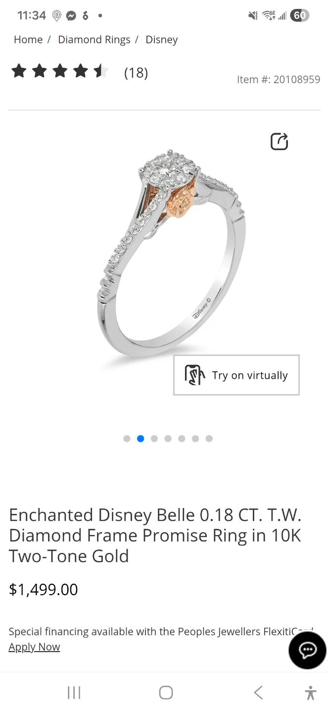 Enchanted Disney Belle Diamond Frame Promise Ring