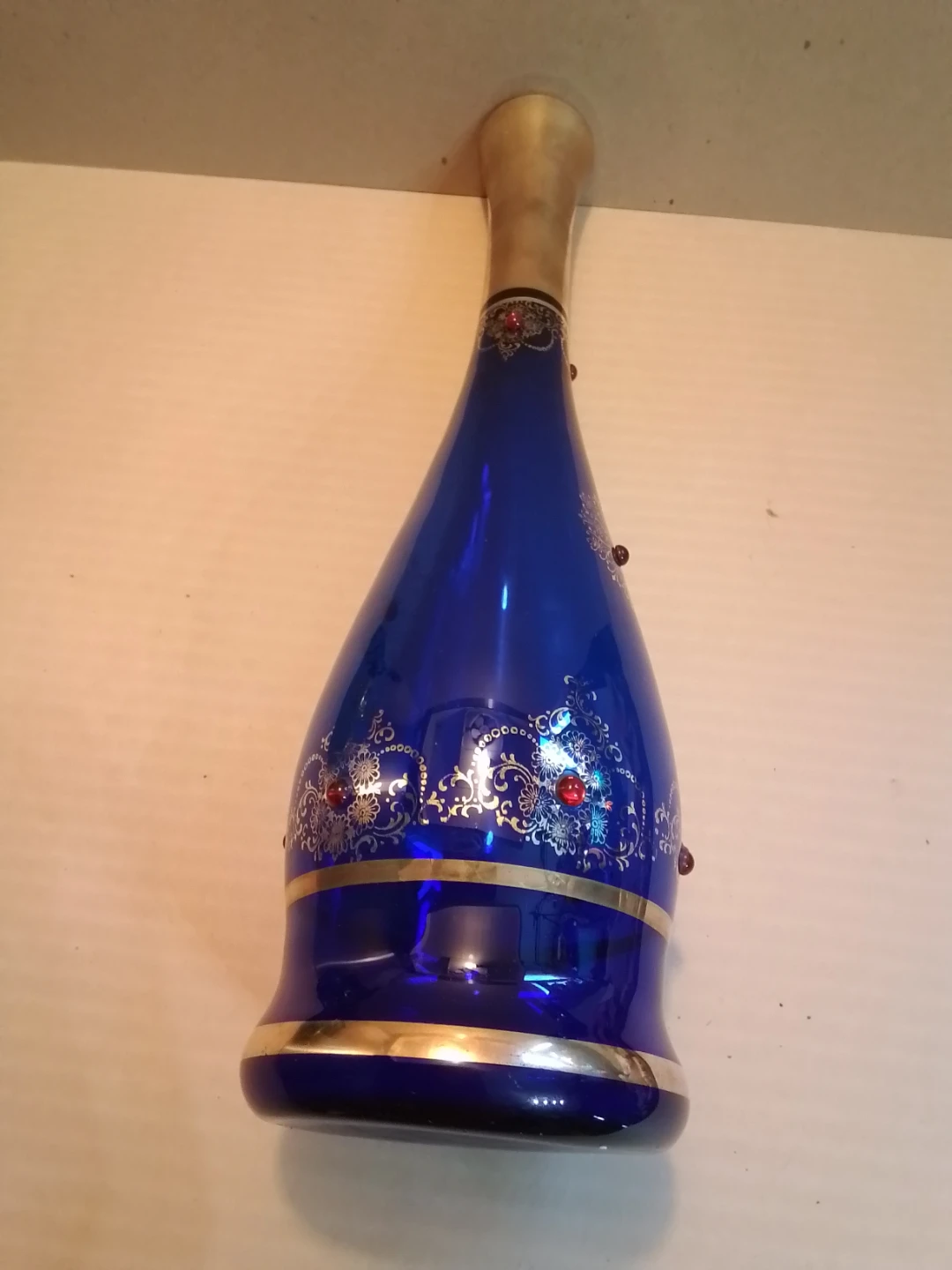 Vintage Bohemian Colbalt Blue Decanter 3.75x13.5” - photo 3