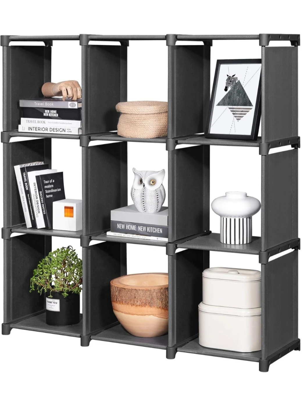Grey 9-Cube Storage Organizer Shelf