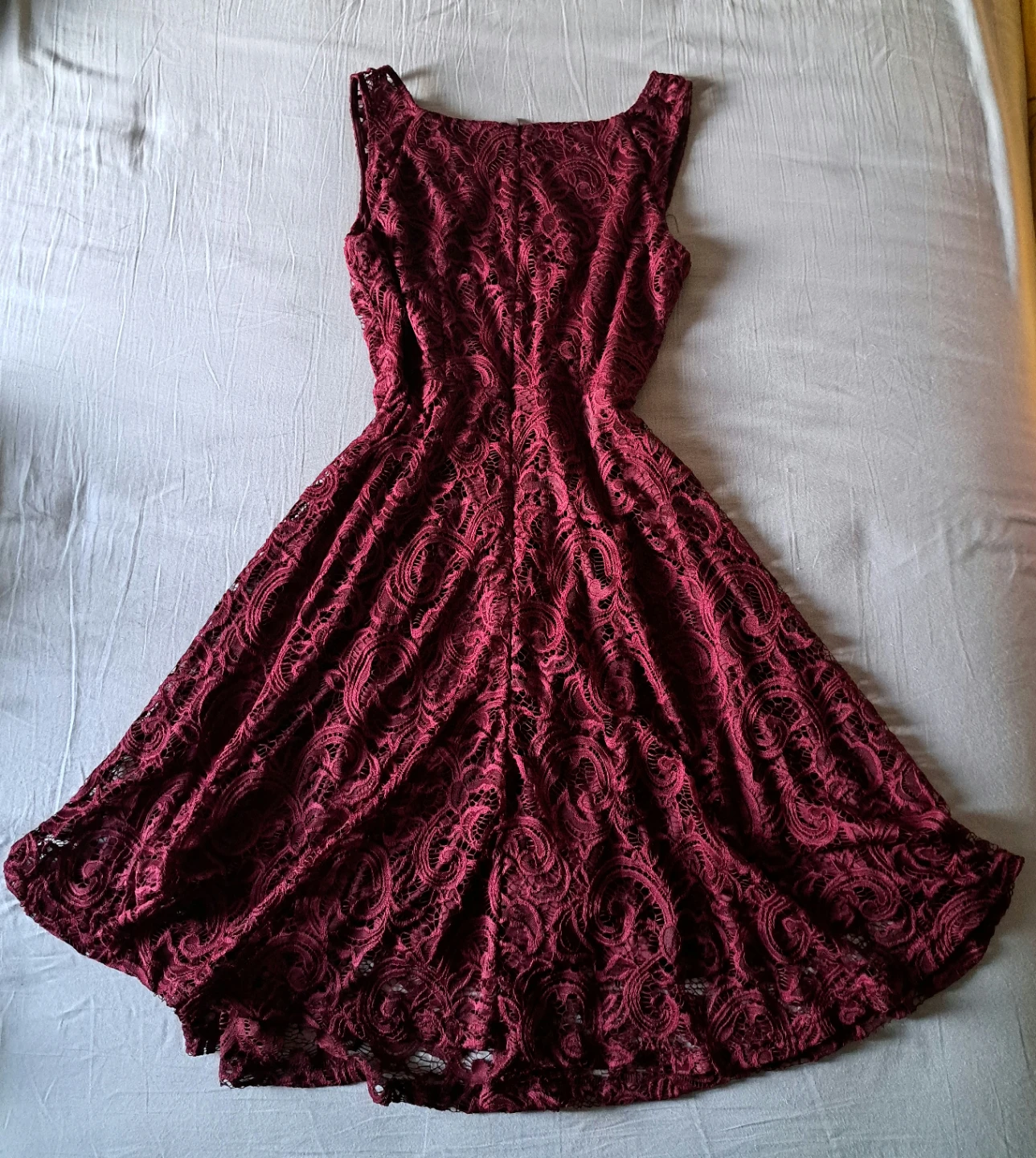 Burgundy Lace Fit and Flare Dress - photo 3