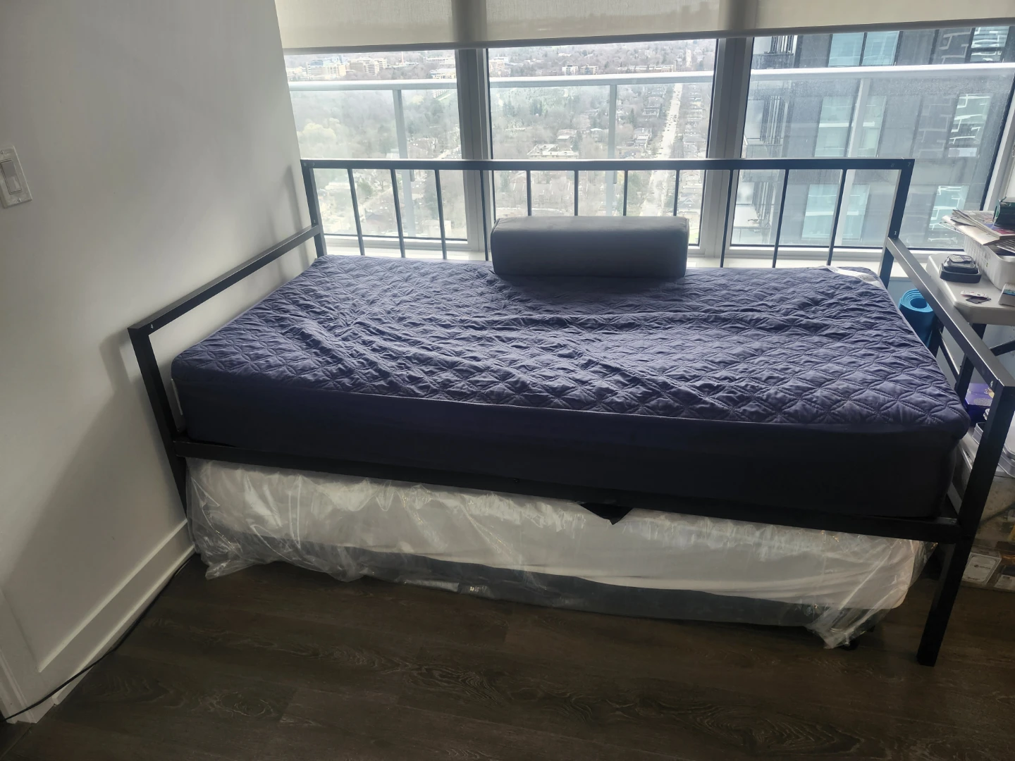 Metal Daybed with Trundle  and Mattress with waterproof cover