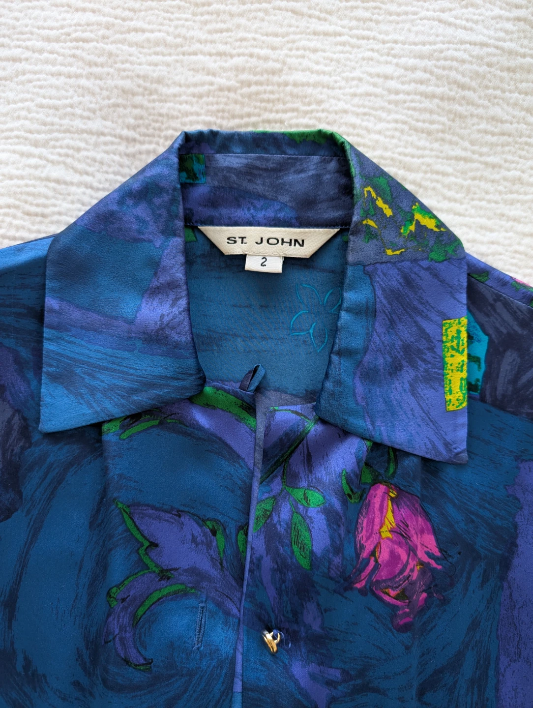 St. John Women's Silk Blend Button-Up Blouse Size 2 - photo 3