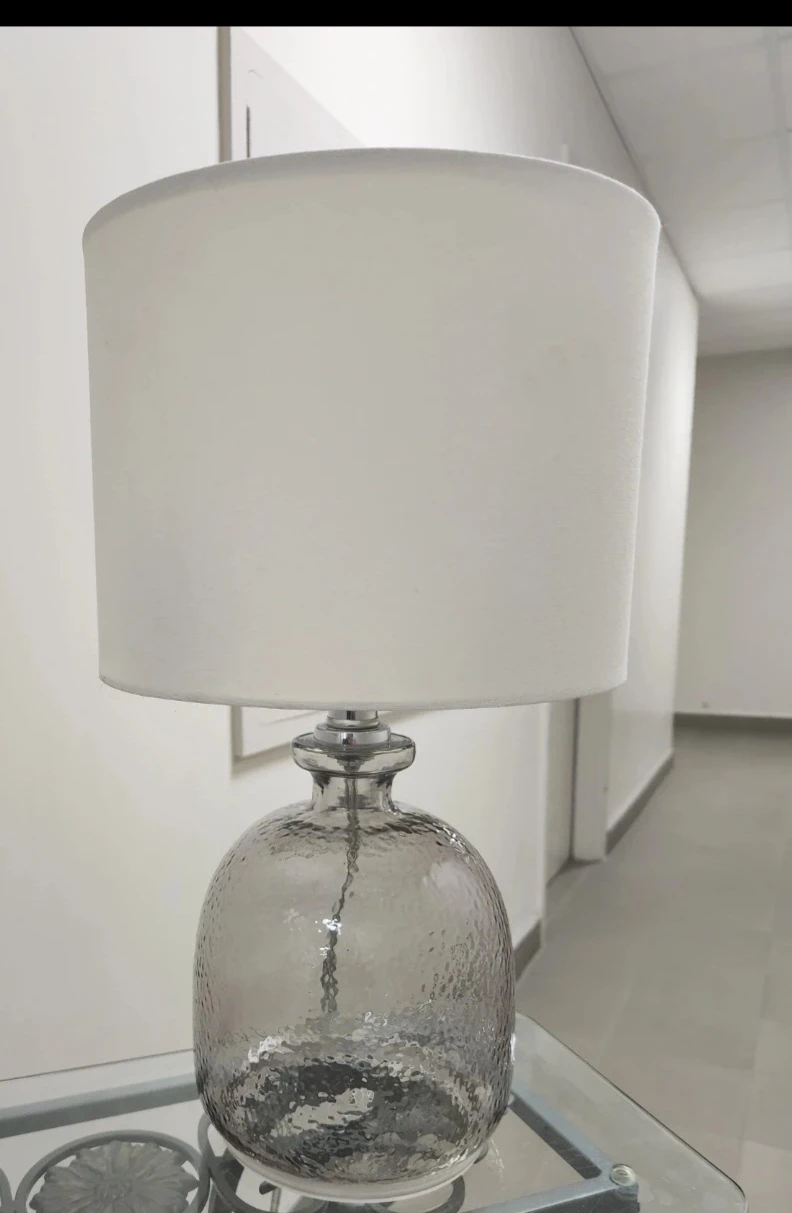 Glass Table Lamp with White Shade