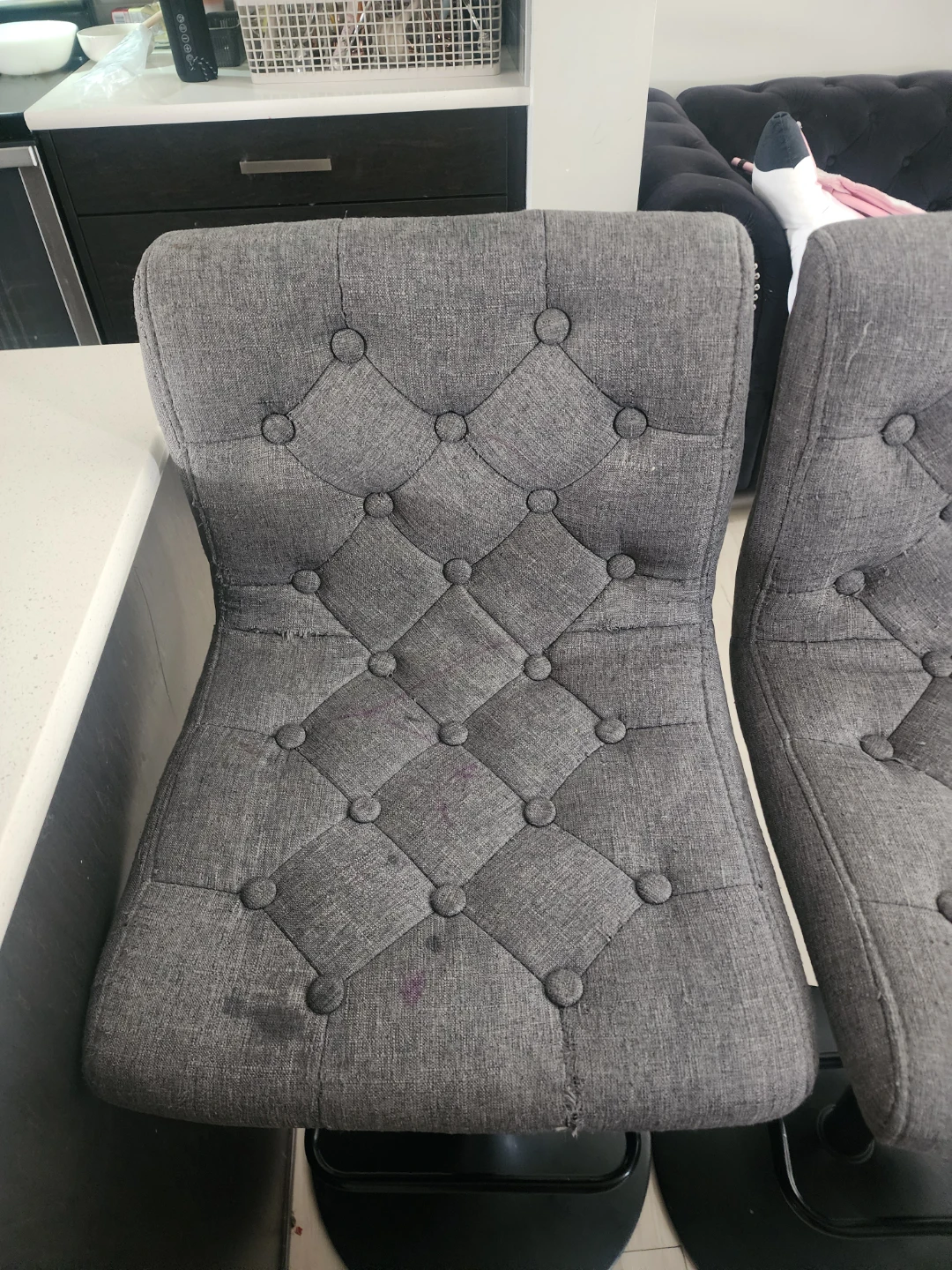 Grey Tufted Bar Stools - Set of 2 - photo 2