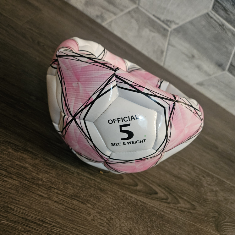 Official Size 5 Soccer Ball - Pink & White