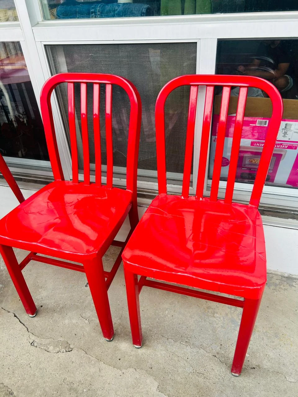 Set of 2 Red Metal patio set - photo 2