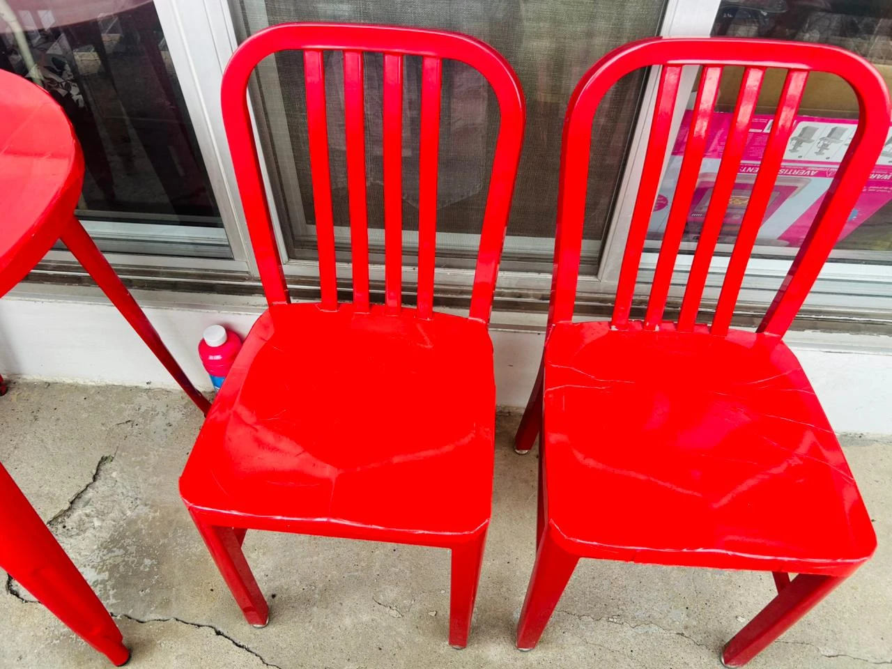 Set of 2 Red Metal patio set - photo 5