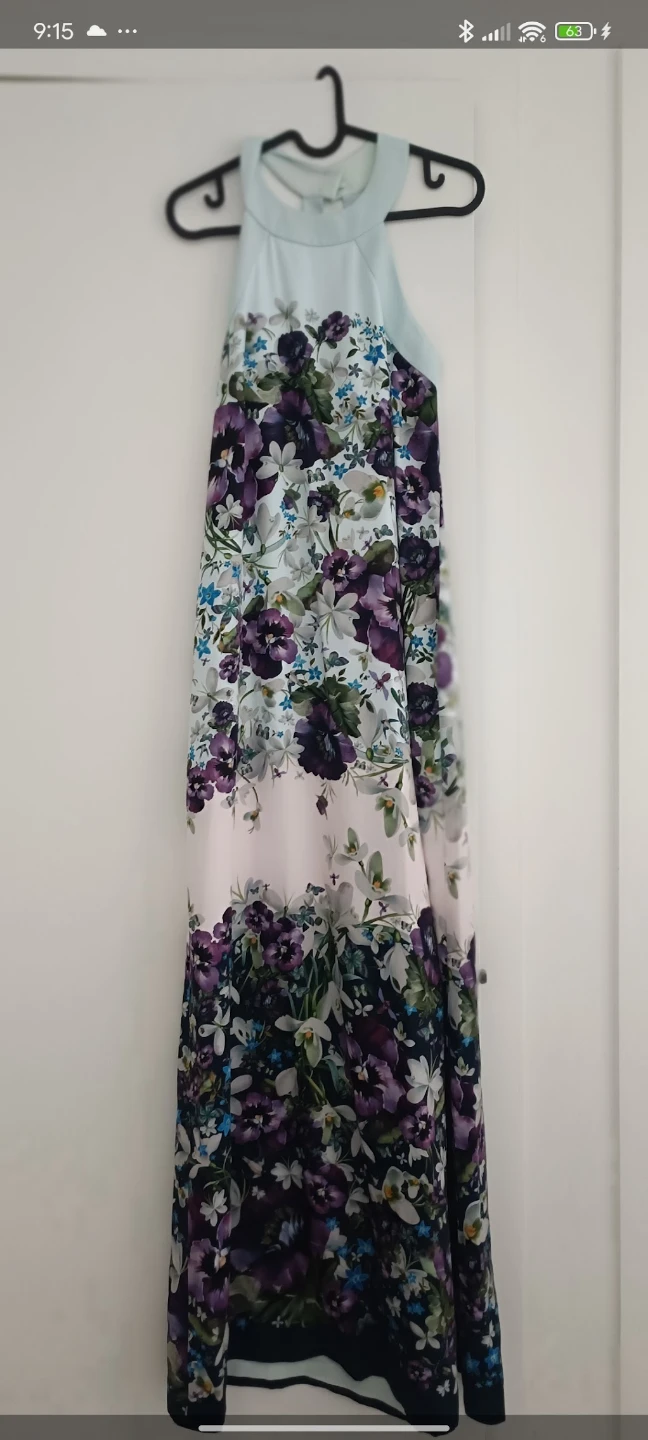Ted Baker Light Blue and Purple Floral Halter Maxi Dress - photo 4