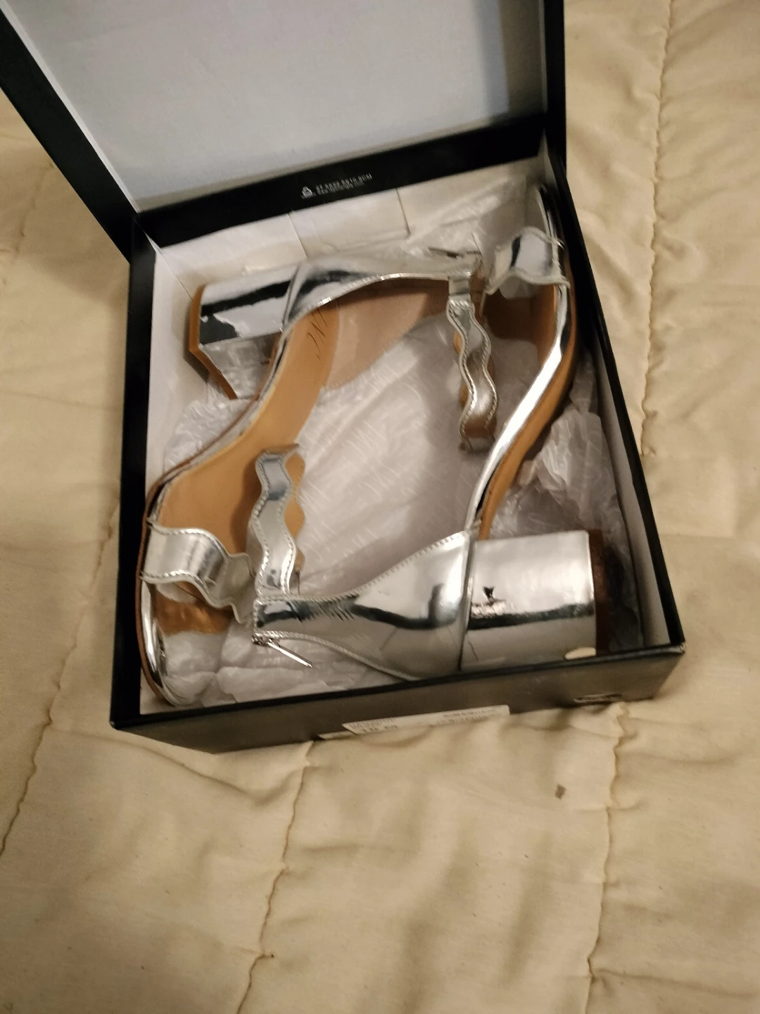 INC International Concepts Silver Strappy Heels Size 7
