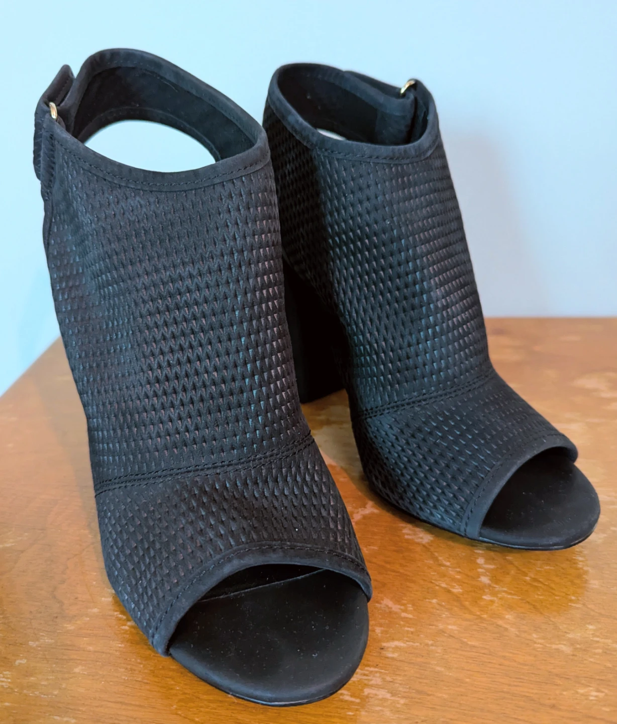 ALDO Black Peep-Toe Heeled Booties