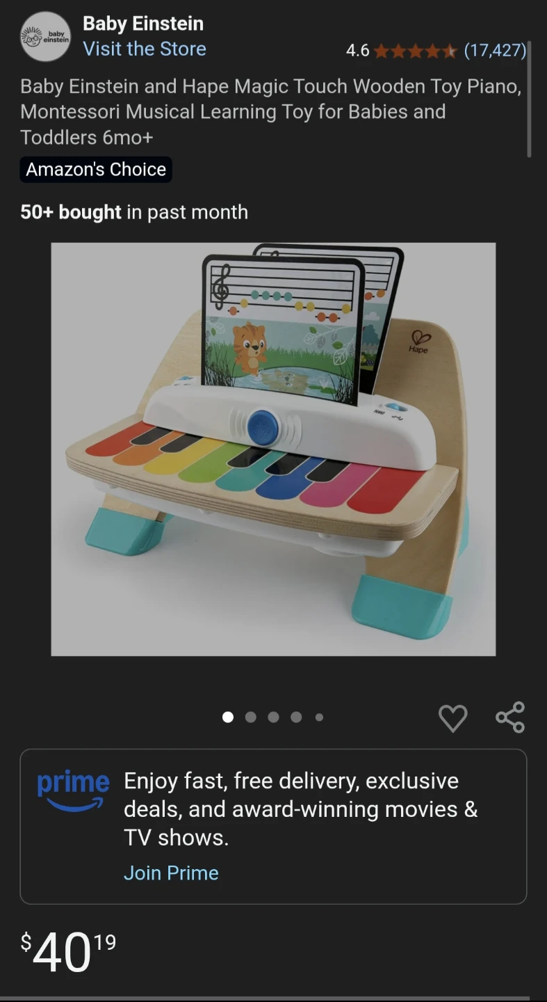 Baby Einstein Magic Touch Wooden Toy Piano