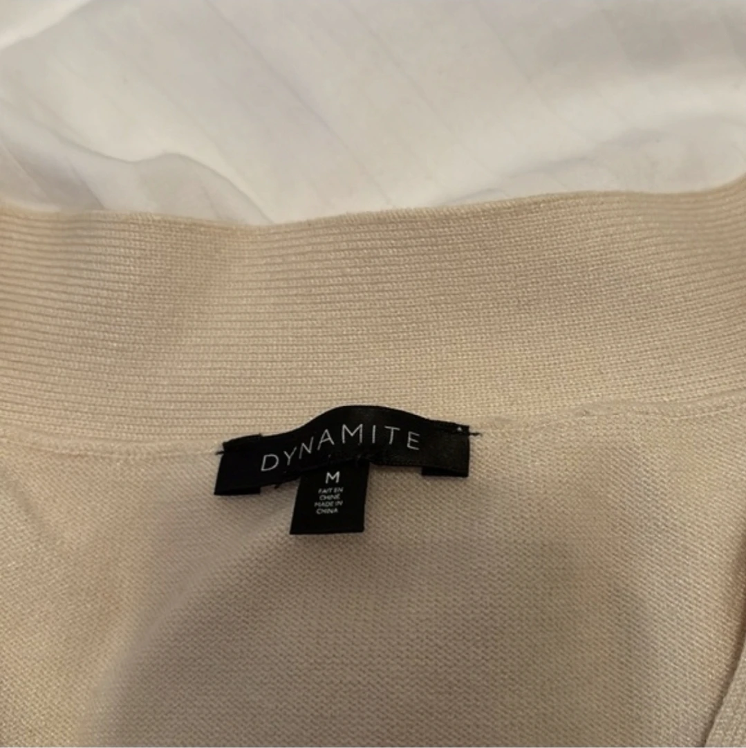 Dynamite Cream V-Neck Button Front Cardigan - photo 3