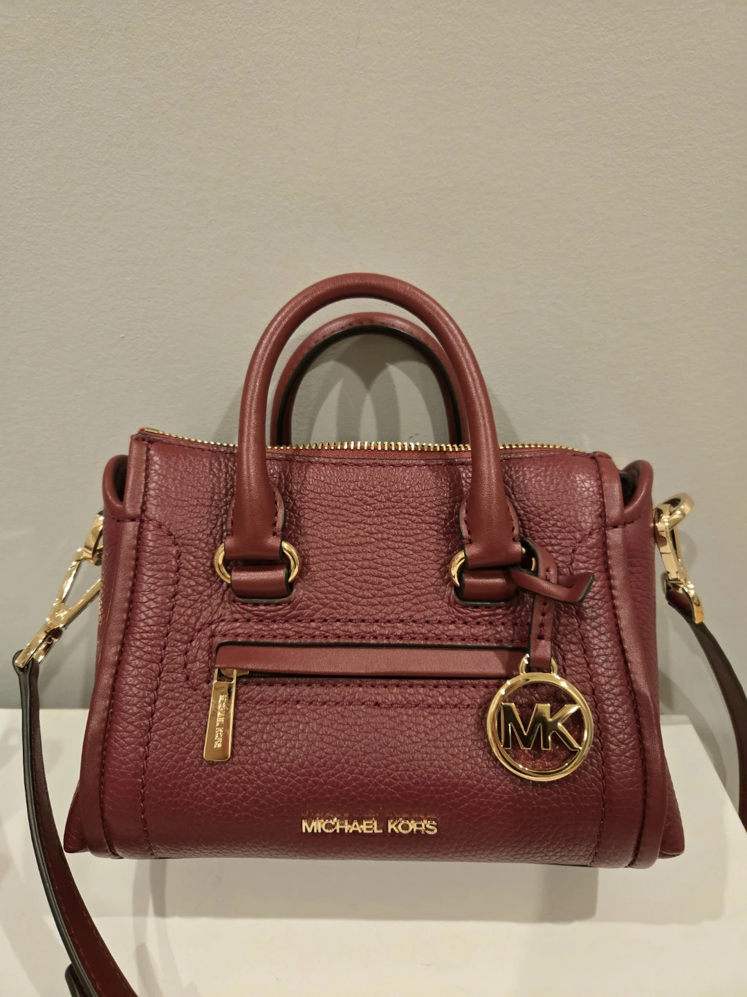 Michael Kors Burgundy Leather Satchel Handbag