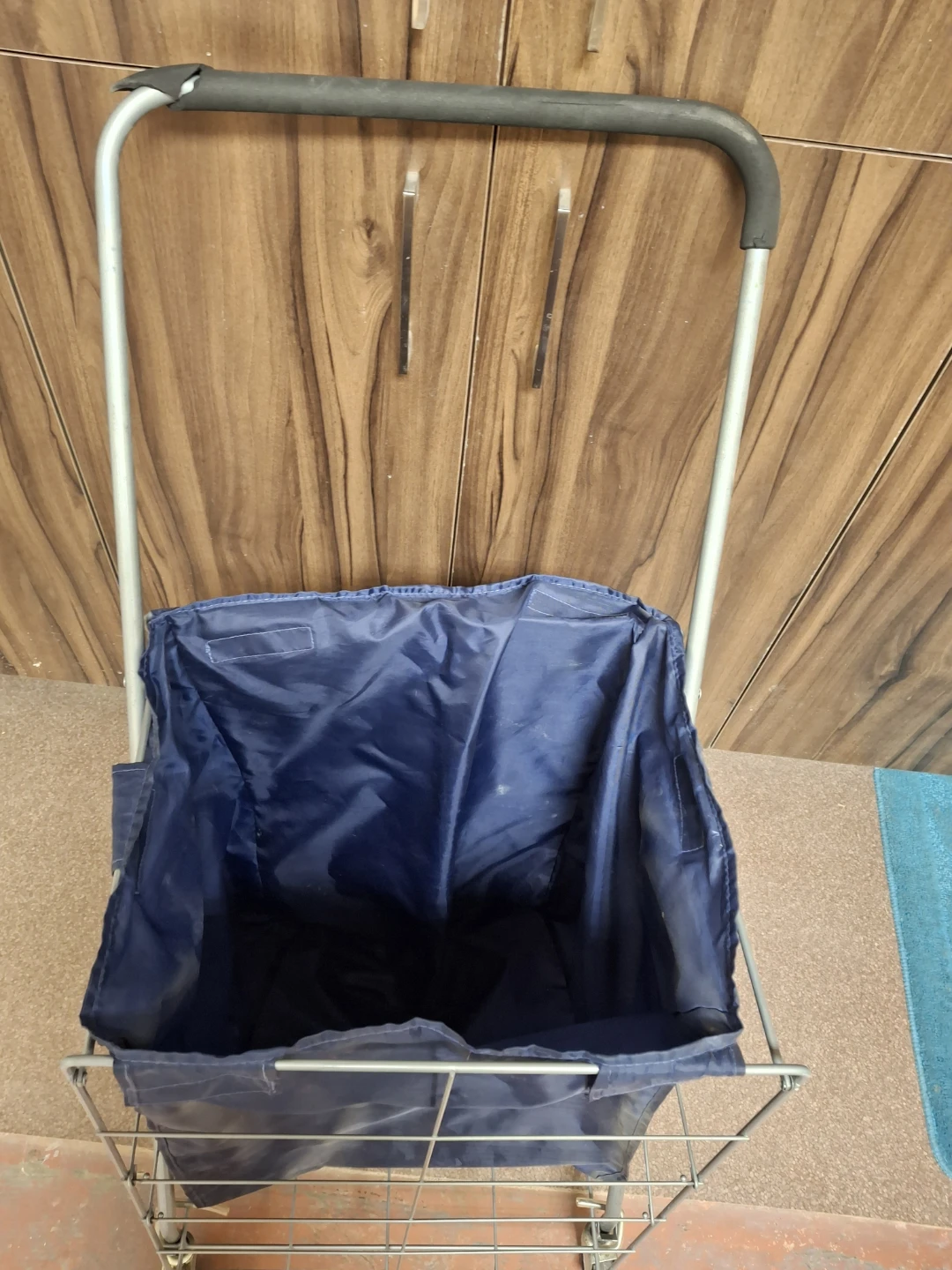 Blue Shopping Cart with Metal Frame - photo 4