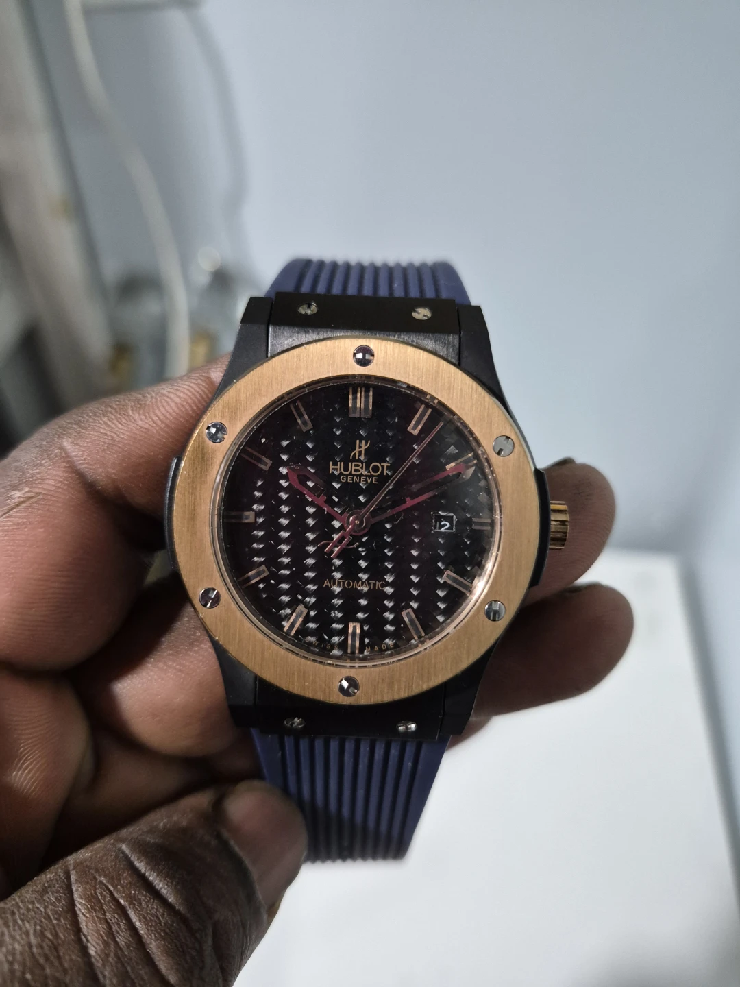 Hublot Automatic Chronograph Watch with Blue Rubber Strap - photo 2