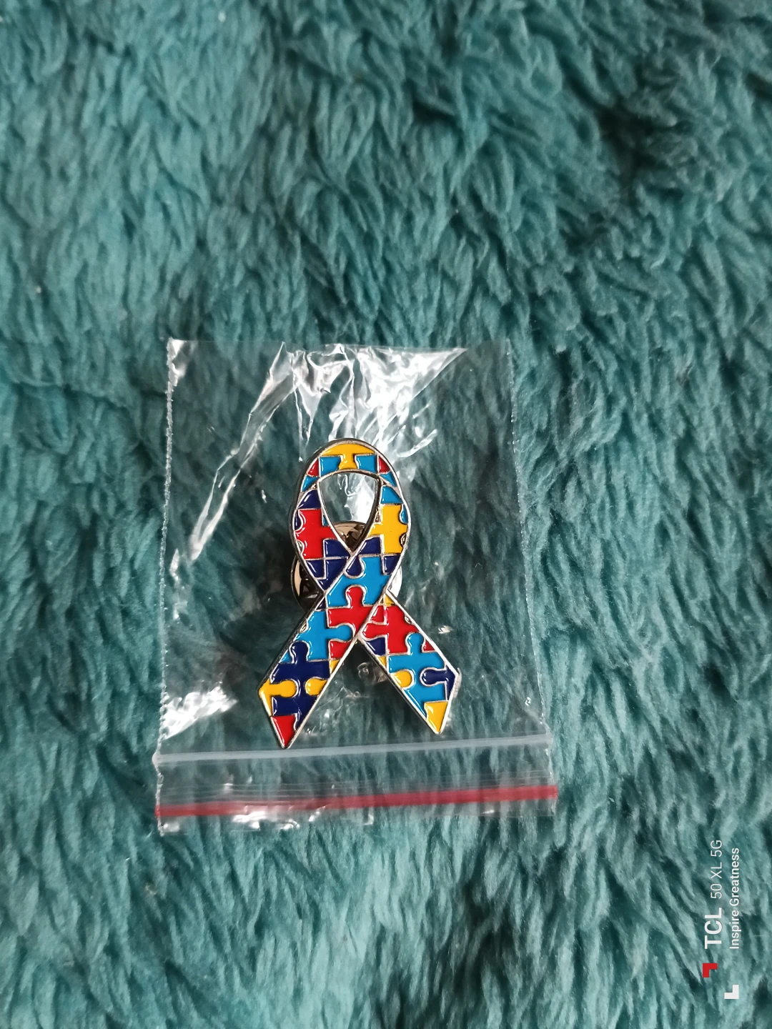 Autism Awareness Puzzle Ribbon Pins - 10 Pack - photo 2