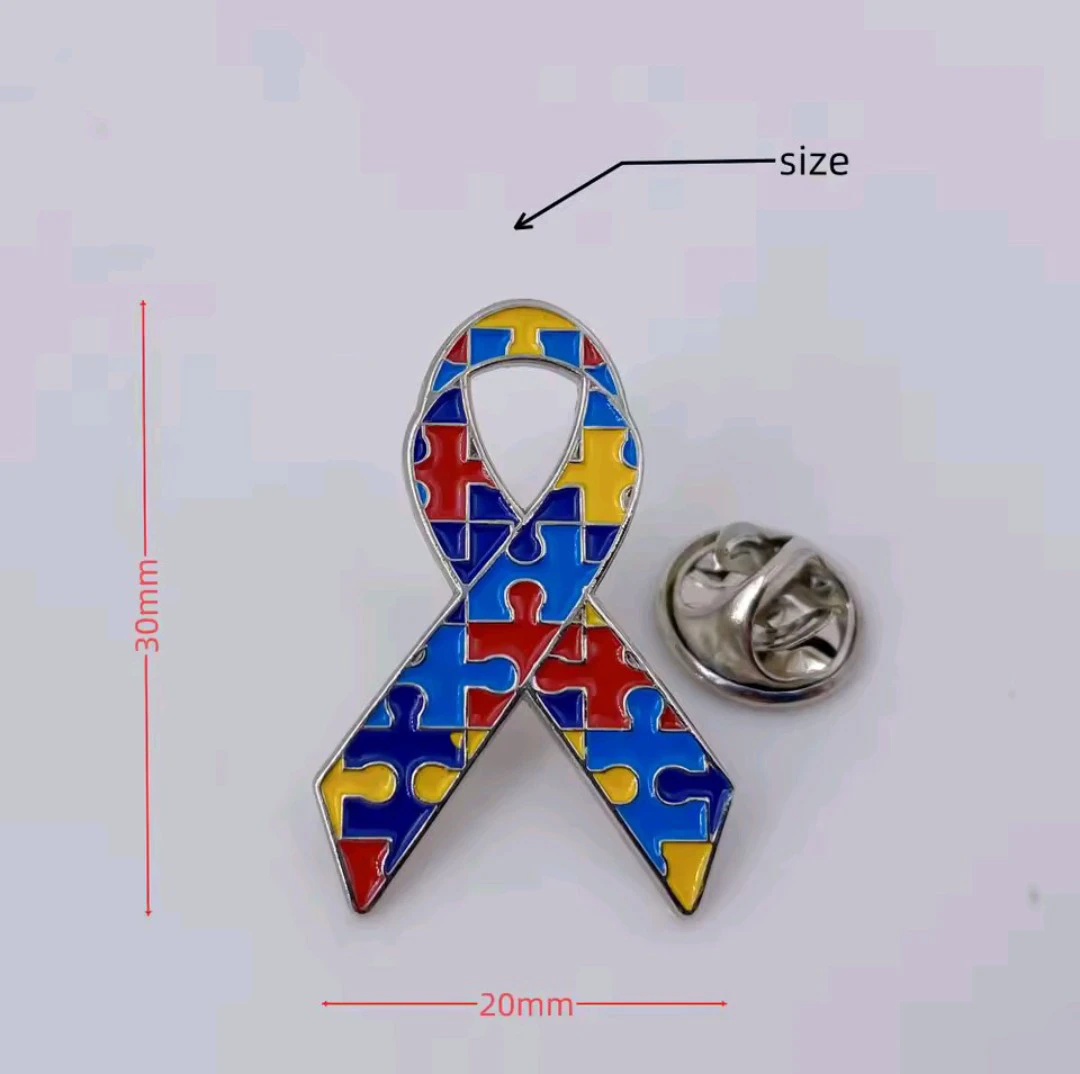 Autism Awareness Puzzle Ribbon Pins - 10 Pack - photo 3