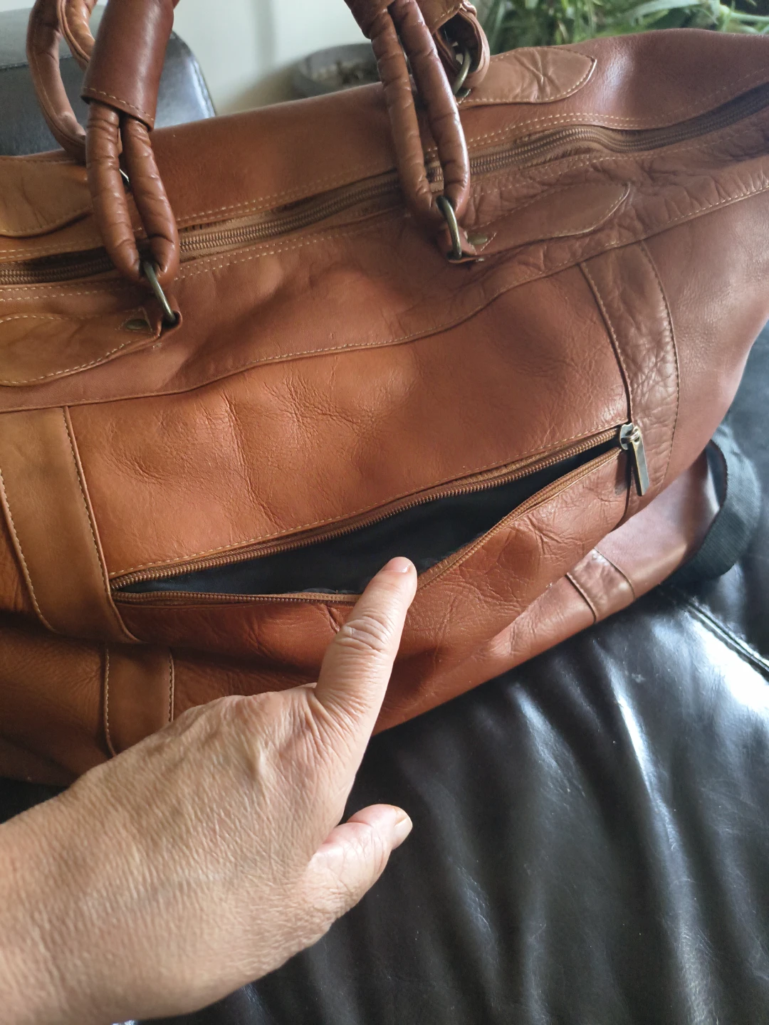Brown Leather Boston Red Sox Duffel Bag - photo 2