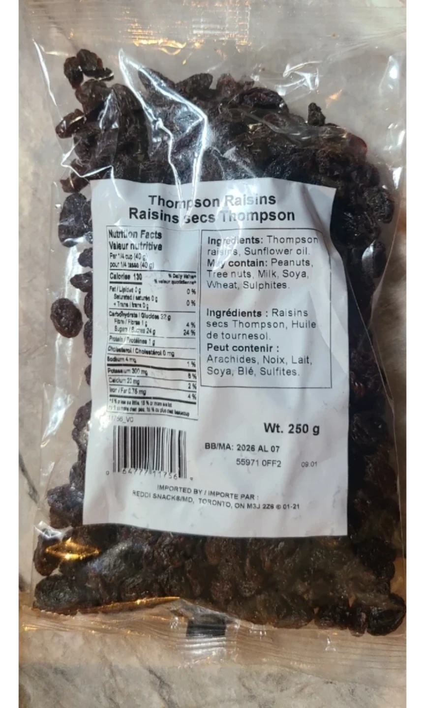 Thompson Raisins - 250g Bag