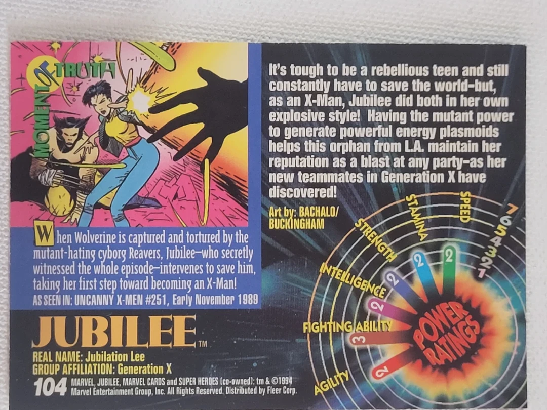 Marvel Super Heroes Jubilee Trading Card - photo 2