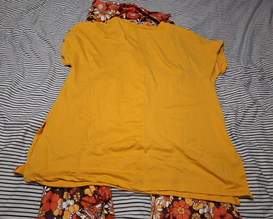 Groovy Floral Flare Pants & Yellow T-Shirt Set
