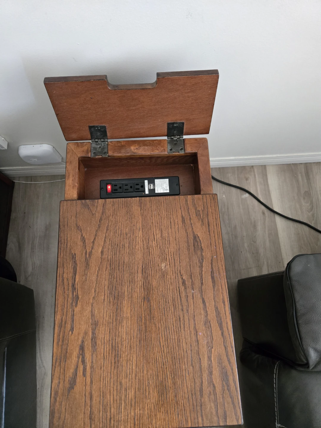 Wooden End Table with Drawer and Hidden Power Outlet - photo 3