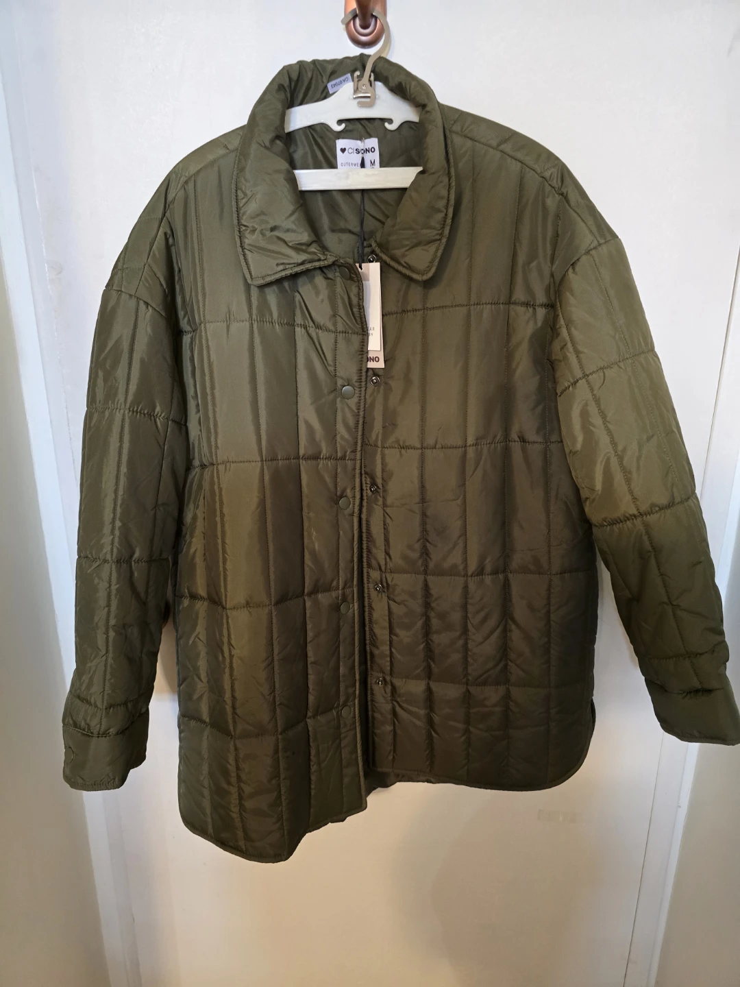 Cisano Quilted Jacket - Olive, Size M new
