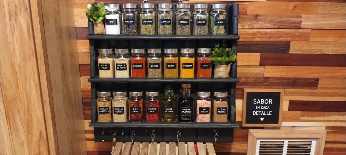 Wall Mount Spice Rack with 3 Shelves and Hooks - photo 2