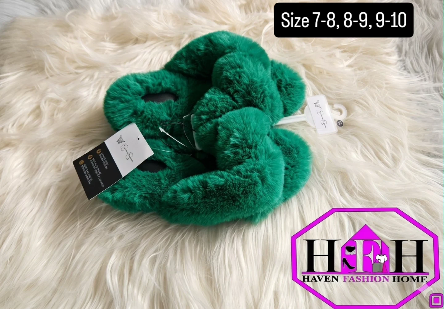 Jessica Simpson Faux Fur Slippers - Green - photo 2